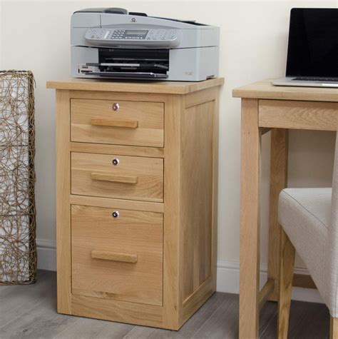 Arden Solid Oak Furniture Three Drawer Storage Filing Cabinet With