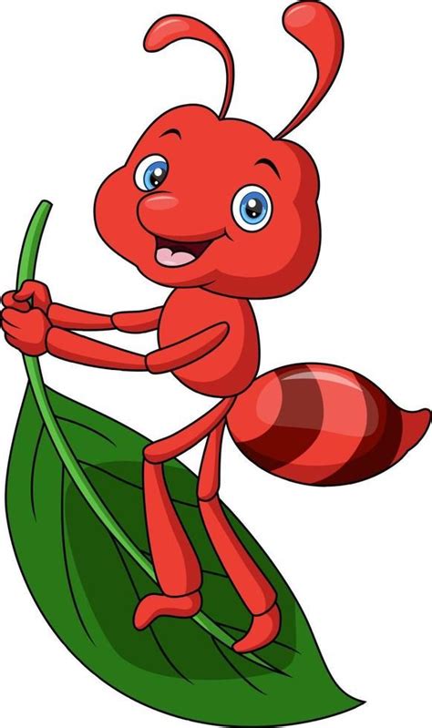 Cute ant cartoon with green leaf en 2024 | Hormigas, Insectos, Figuritas