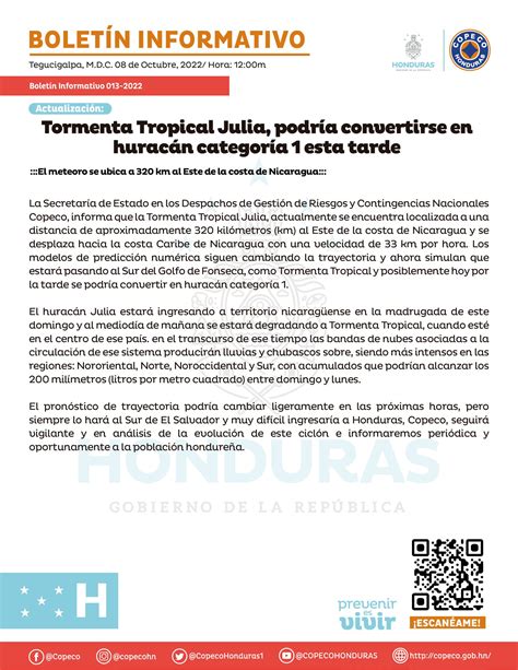 Copeco Honduras on Twitter Boletín Informativo No 013 2022