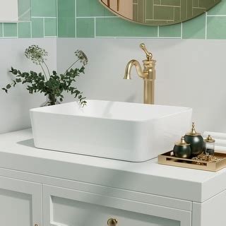 DeerValley Ally 12 White Ceramic Rectangular Vessel Bathroom Sink