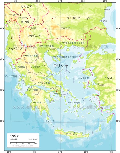 ギリシャ 地勢図 ベクター地図素材のダウンロード販売 アフロモール