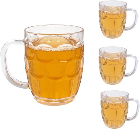 Eplastore Beer Mugs Set Plastic Beer Mugs With Handles 20 Oz Dimple