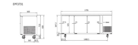 Atosa Commercial Three Glass Door Underbench Fridge 450L EPF3731