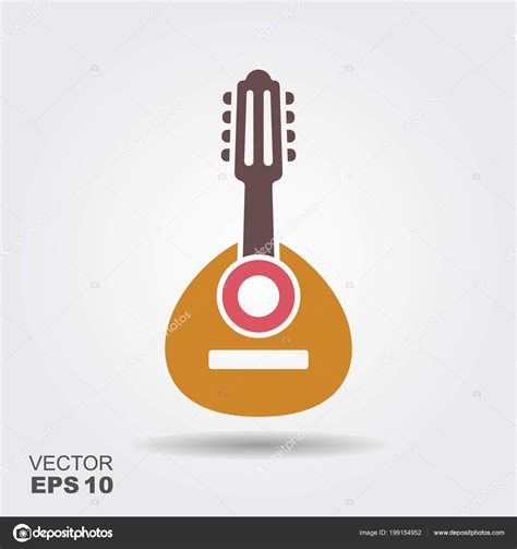 Instrumento Música Folclórica Español Bandurria Icono Vector Plano