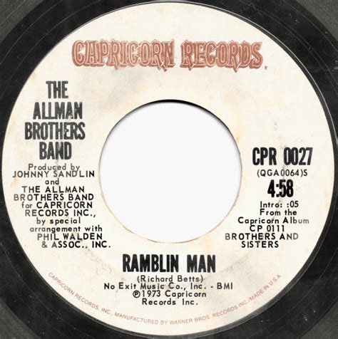 The Allman Brothers Band – Ramblin Man – Vinyl (7", 45 RPM + 2 more ...