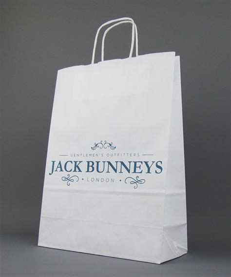 Medium White Printed Paper Bags With Twisted Handles