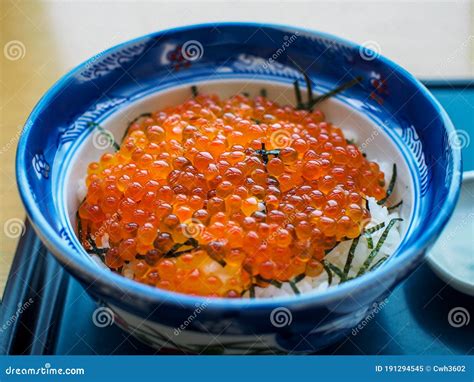 Hakodate Hokkaido Japan Ikura Don A Japanese Traditional Rice Bowl