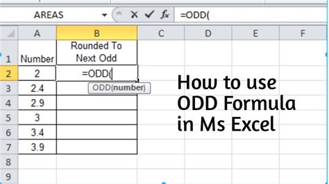 How To Use Odd Formula In Ms Excel Tutorial Ms Excel Microsoft Excel Computer Tutorial