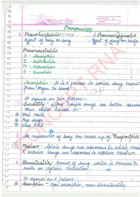 SOLUTION Pharmacology Handwritten Notes 1 Studypool