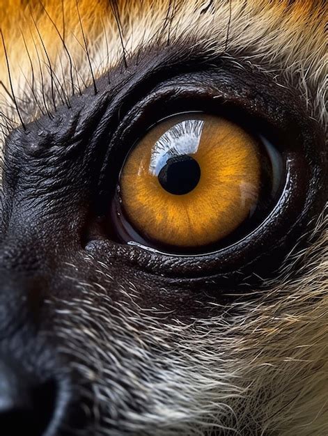 Premium AI Image | Closeup of the eye of a ringtailed lemur