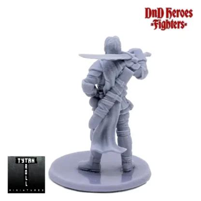 Male Human Fighter DnD Heroes 3D Print Resin Simtasia