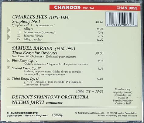 Charles Ives Symphony No Samuel Barber Essays