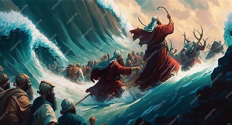 Premium Photo | Exodus of the bible Moses crossing the Red Sea