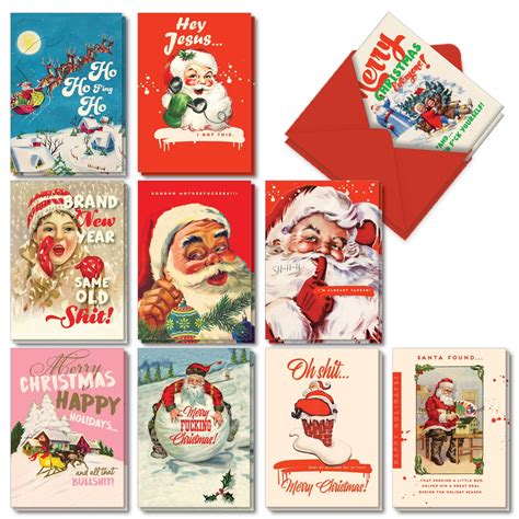 20 Assorted Adult Christmas Cards Boxed Set For Xmas 10 Designs 2 Each