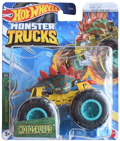 Hot Wheels Monster Trucks Motosaurus Beast Bashers 5 7 Connect And Crash Car Walmart