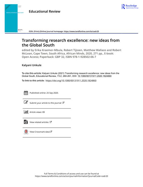 Pdf Transforming Research Excellence New Ideas From The Global South