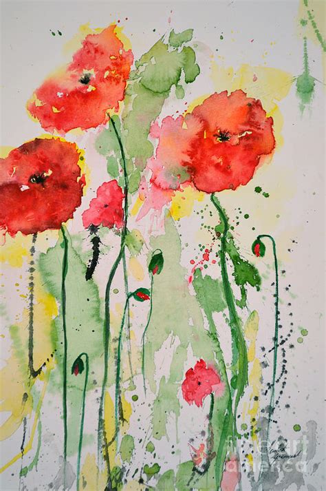 Tender Poppies - Flower Painting by Ismeta Gruenwald - Fine Art America