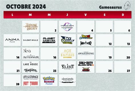 Calendrier Des Sorties Jeux Vid O Du Mois D Octobre Gamosaurus