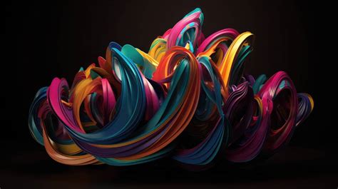 This 3D abstract sculpture showcases a composition of twisting ribbons ...