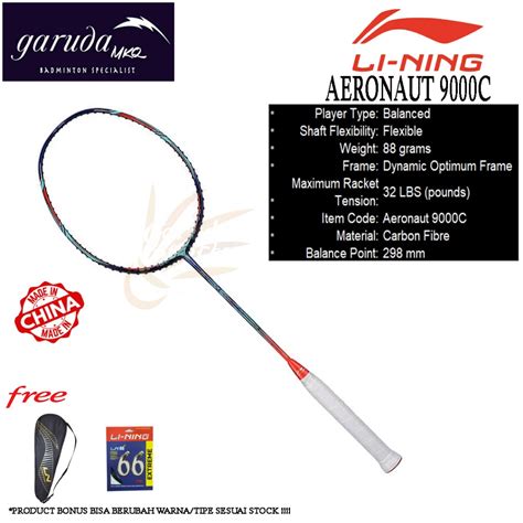 Jual Raket Badminton Lining Aeronaut 9000C LINING AERONAUT 9000 COMBAT