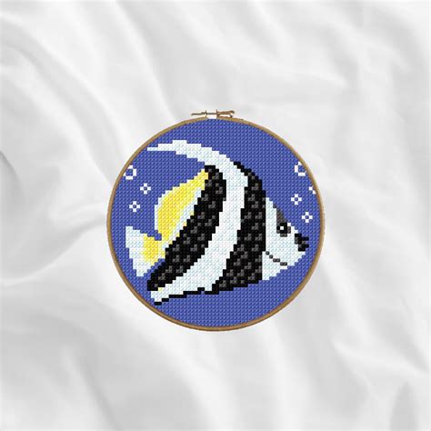 Reef Bannerfish Cross Stitch Pattern Tropical Fish Cross Stitch Pattern