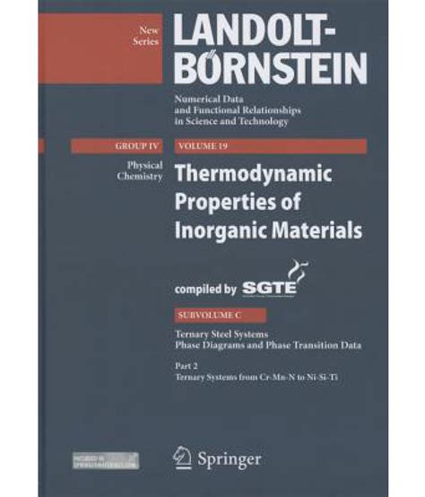 Thermodynamic Properties of Inorganic Materials Compiled by Sgte: Buy ...