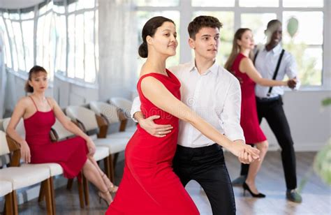 Smiling Couple Enthusiastically Dancing Social Latin Cha Cha Cha Dance