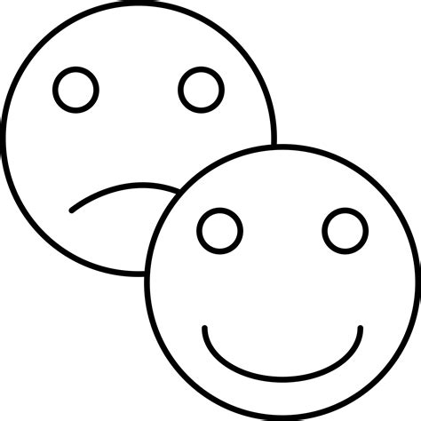 Happy And Sad Face Emoji Cartoon Linear Icon. 24155523 Vector Art at ...