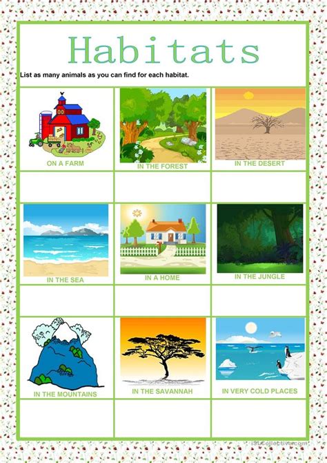 Animals And Their Habitats Worksheets