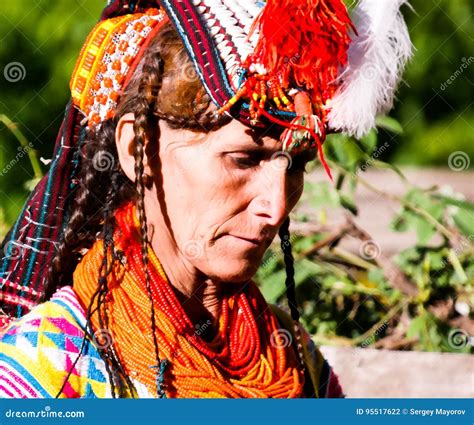 Portrait Of Kalash Tribe Woman In National Costume At Joshi Fest