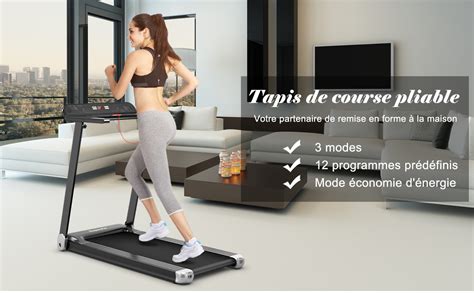 Costway Tapis De Course Pliable App Contr Le Km H Bluetooth