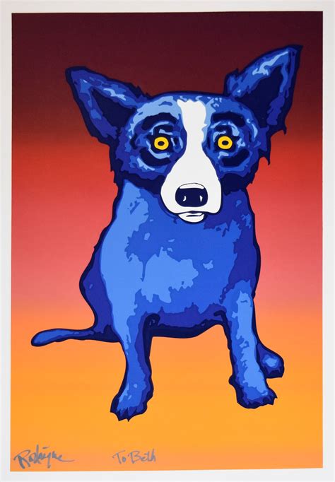 George Rodrigue Louisiana Blue Dog Man Signed Silkscreen Blue Dog