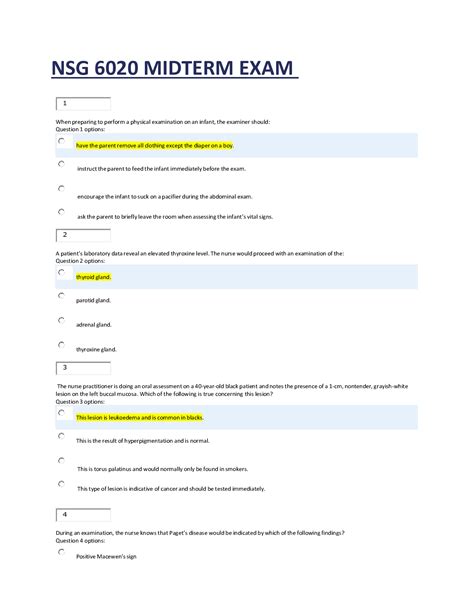 Nsg Midterm Exam Question And Answers South University