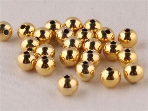 Pcs Hot Sale Pure K Yellow Gold Beads Mm Lucky Diy Loose Beads