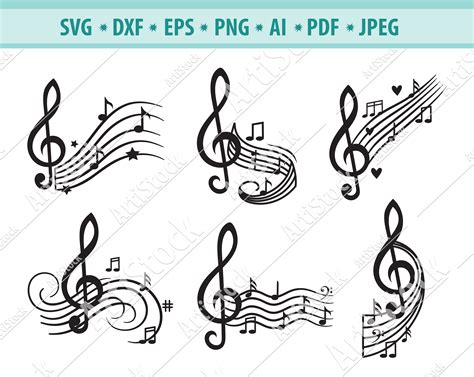 Musical Notes Svg Music Svg Music Sheet Svg Silhouette Etsy