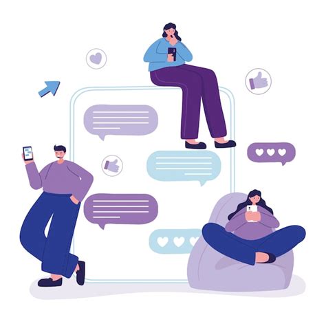 Premium Vector People Using Smartphone Speech Bubble Talk And Chatting