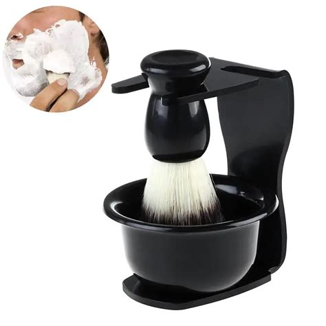 3 In 1 Shaving Brush Kit Shaving Soap Bowl +Brush+ Shaver Stand Bristle ...