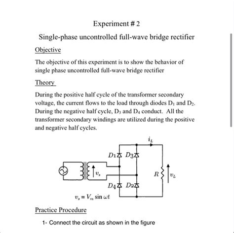 Solved Experiment 2 Single Phase Uncontrolled Full Wave