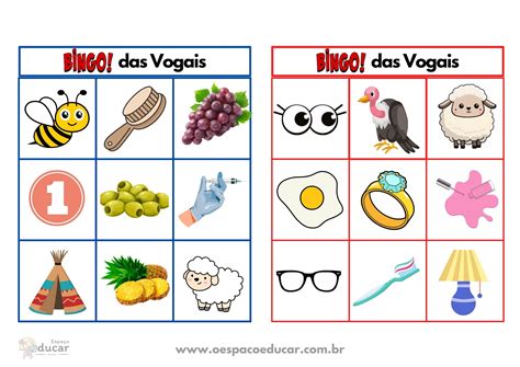 Bingo das vogais Blog Espaço Educar