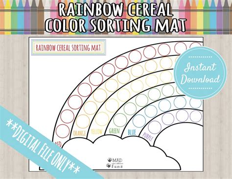 Rainbow Cereal Color Sorting Activity Mat Printable DIGITAL - Etsy