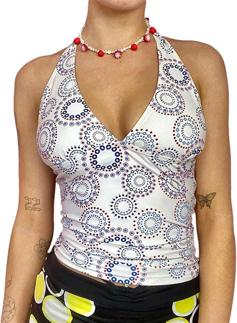 ChouZZ Damen Sexy Neckholder Tank Tops Tie Dye Floral Printed