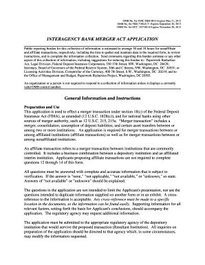 Fillable Online Occ Interagency Bank Merger Act Application Form Fax