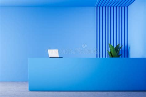 Blue Reception Table In Blue Office Stock Illustration Illustration