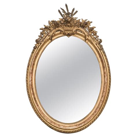 Antique French Louis XVI Gold Oval Mirror Circa 1880 For Sale At 1stDibs