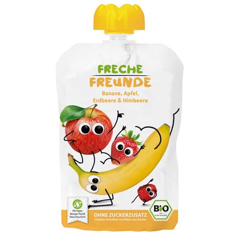 Freche Freunde Bio Quetschie Banane Apfel Erdbeere Himbeere G