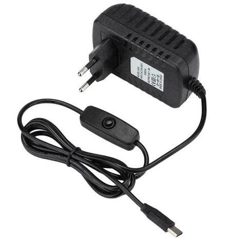 Cargador Transformador 5V 3000mA USB Tipo C Con Interruptor Para