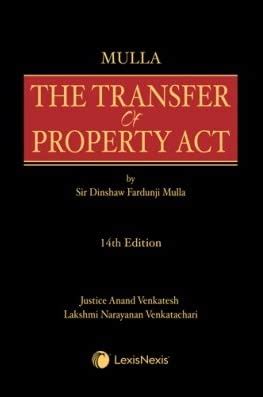 Buy MULLA The Transfer Of Property Act Latest 14th EDITION Lexis