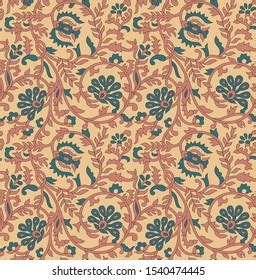 Seamless Abstract Mughal Floral Motif Pattern Stock Illustration