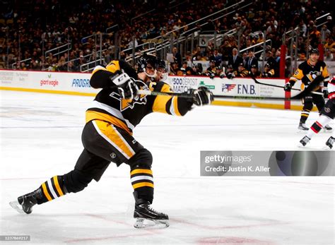 Sidney Crosby Of The Pittsburgh Penguins Takes A Shot On The Power