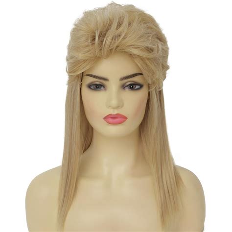 Airhostess Mullet Wigs For Women Curly Soft Heat Resistant Shoulder Length Hair 80s